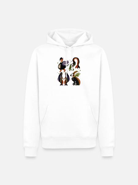 Fabelhafte Vogelwesen Quartett - Männer Premium Bio Hoodie - Weiß