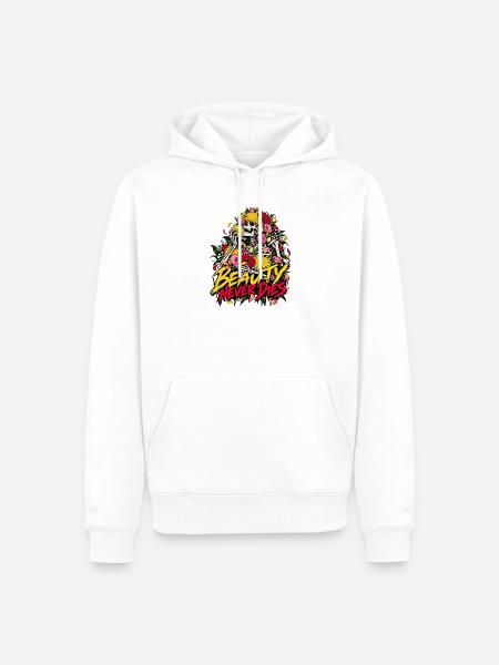 Blumen-Skelett: Schönheit Lebt - Männer Premium Bio Hoodie - Weiß