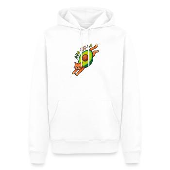 AvoCatDo Dehnkatze - Männer Premium Bio Hoodie - Weiß - Vorne - Nico (187cm)