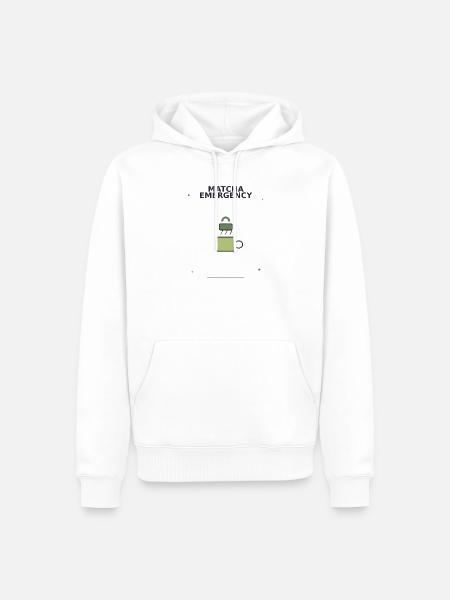Matcha Notfall Sicherheits-Logo - Männer Premium Bio Hoodie - Weiß