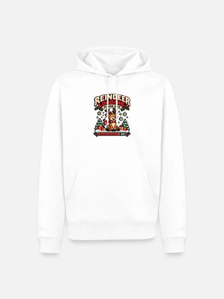 Reindeer Loading Please Wait Pixel Christmas - Männer Premium Bio Hoodie - Weiß