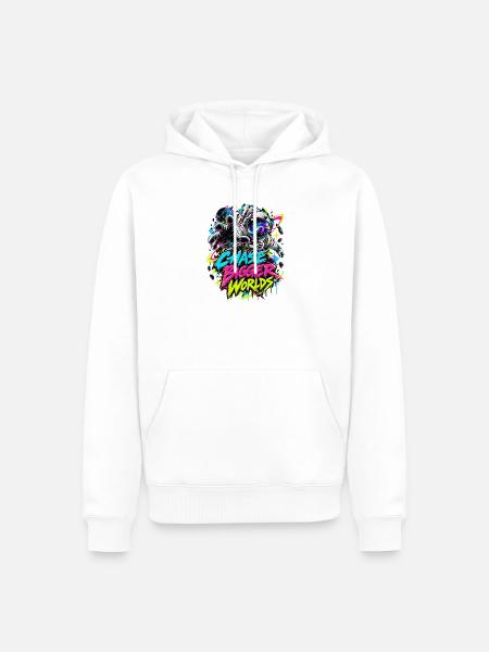 Chase Bigger Worlds – Neon Astronaut - Männer Premium Bio Hoodie - Weiß