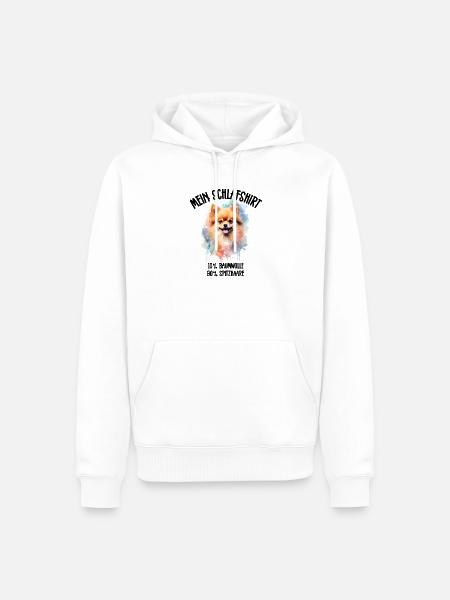 Zwergspitz Schlafshirt Aquarell - Männer Premium Bio Hoodie - Weiß