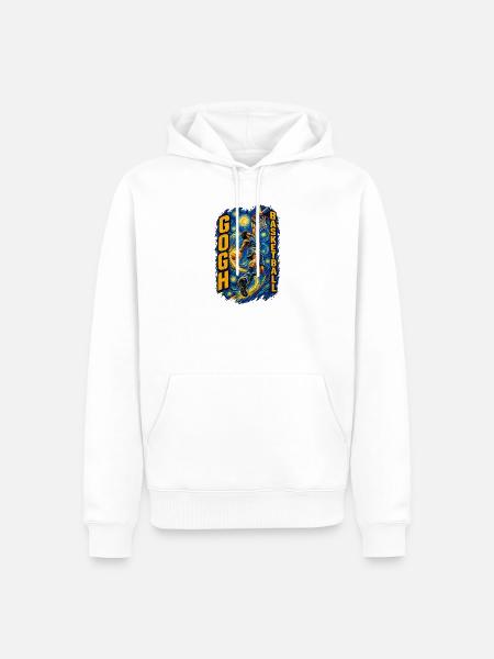 GoghBasketball Dunk im Sternennacht - Männer Premium Bio Hoodie - Weiß