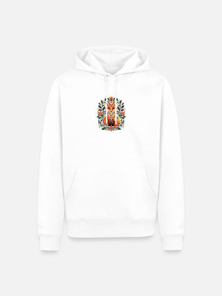 Fuchsliebhaber, ästhetische, botanische Waldtierkunst, Kunst - Männer Premium Bio Hoodie - Weiß