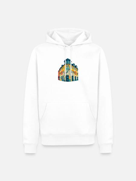 Nippes Eckhaus Retro - Männer Premium Bio Hoodie - Weiß
