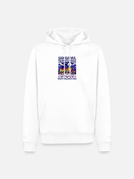 Sighisoara Transylvania Groovy Halloween Bats - Männer Premium Bio Hoodie - Weiß