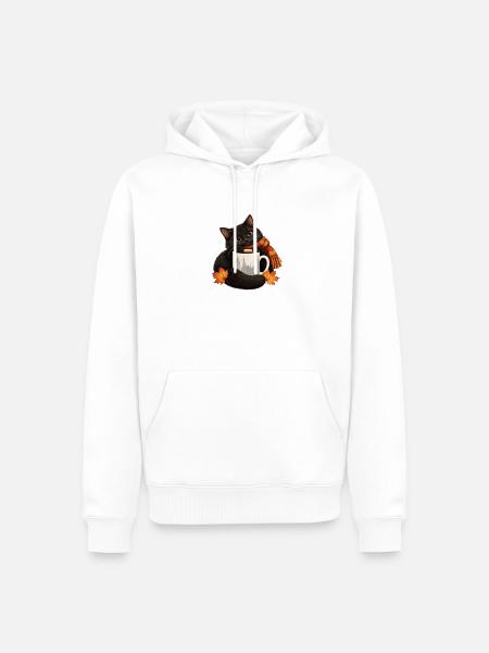 Black Cat Rain Boot - Männer Premium Bio Hoodie - Weiß