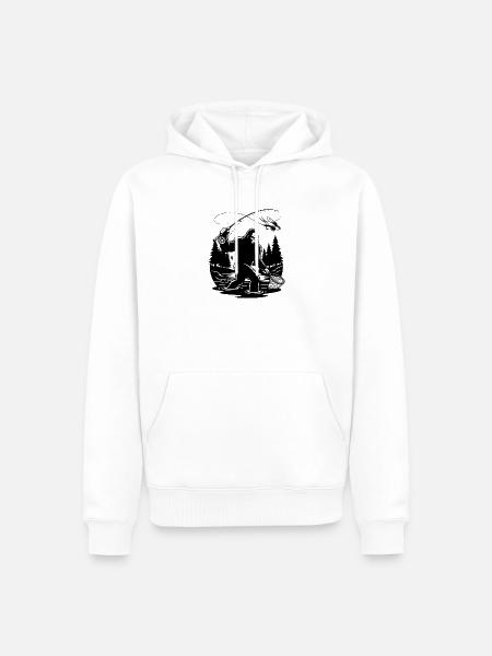 Bigfoot-Fischer-Fliegenfischer-Humor - Männer Premium Bio Hoodie - Weiß