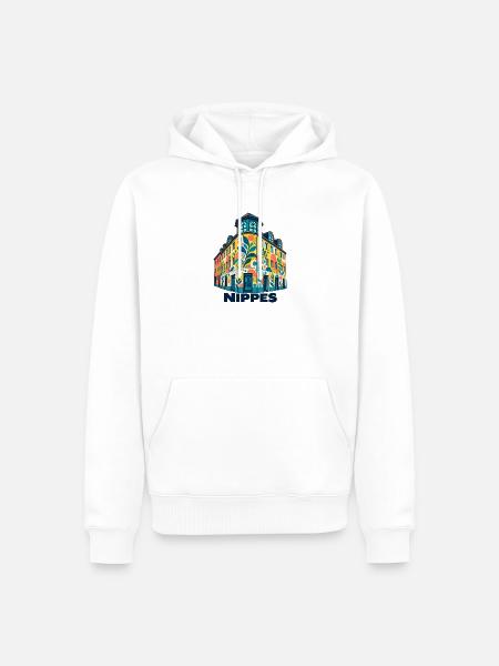 Nippes Eckhaus mit Schrift - Männer Premium Bio Hoodie - Weiß