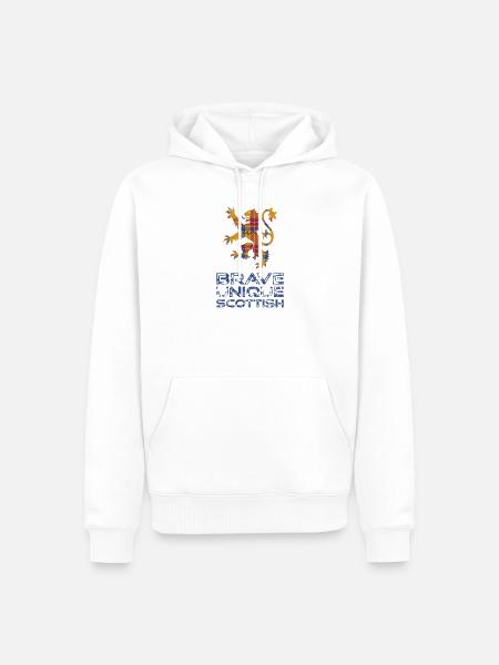 Tartan-Löwe des tapferen schottischen Stolzes - Männer Premium Bio Hoodie - Weiß