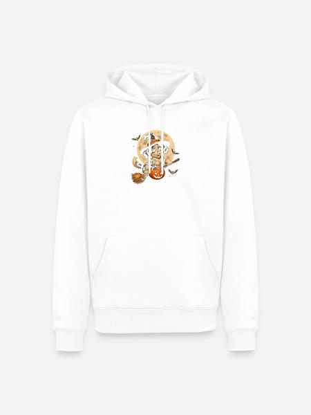 Hund Hexe Halloween Hund - Männer Premium Bio Hoodie - Weiß