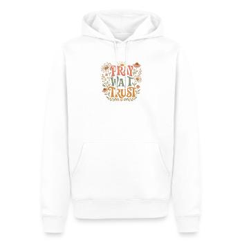 Pray Wait Trust - Männer Premium Bio Hoodie - Weiß - Vorne - Nico (187cm)