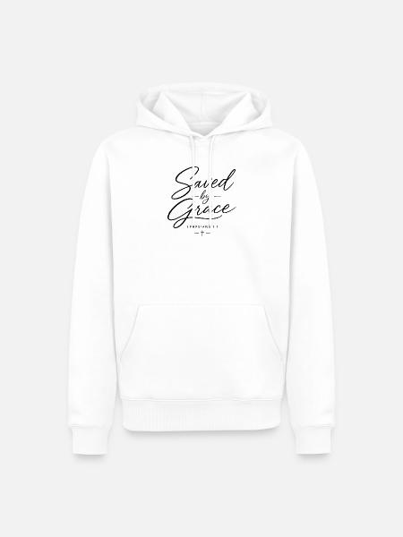 Gerettet durch Gnade - Männer Premium Bio Hoodie - Weiß