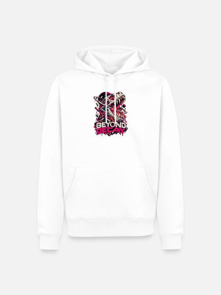 Beyond Decay Dino Skull Neon - Männer Premium Bio Hoodie - Weiß