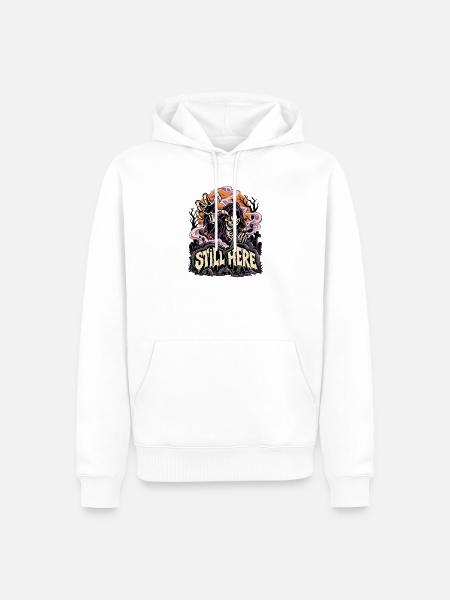 Noch Hier Sensenmann Grusel - Männer Premium Bio Hoodie - Weiß