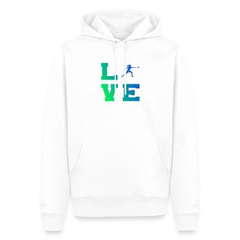 Ultimate Frisbee Geschenkidee für die Discgolferin - Männer Premium Bio Hoodie - Weiß - Vorne - Nico (187cm)