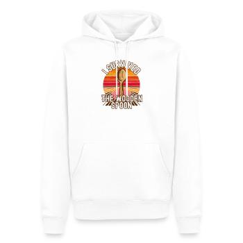 Ich habe das Retro-Design des Holzlöffels überlebt - Männer Premium Bio Hoodie - Weiß - Vorne - Nico (187cm)