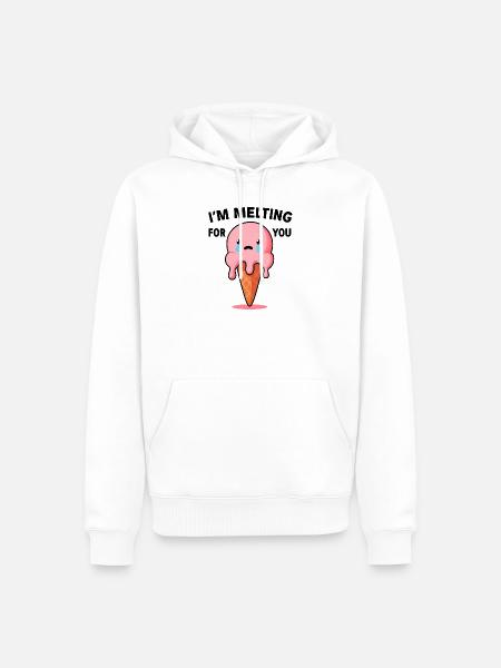 Schmelzende Eiscreme Liebesbotschaft - Männer Premium Bio Hoodie - Weiß