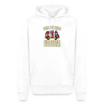 Ich werde großer Bruder – FeuerwehrRotes Feuerwehr - Männer Premium Bio Hoodie - Weiß - Vorne - Nico (187cm)
