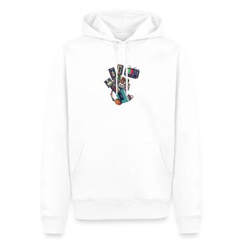 80er 90er Retro Technik & Gaming - Männer Premium Bio Hoodie - Weiß - Vorne - Nico (187cm)