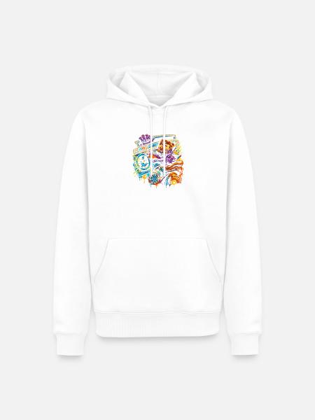 Drache DJ mit Boombox - Männer Premium Bio Hoodie - Weiß