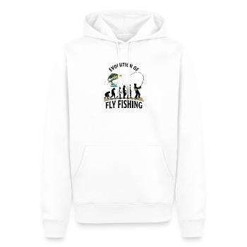 Evolution Fliegenfischerhumor - Männer Premium Bio Hoodie - Weiß - Vorne - Nico (187cm)
