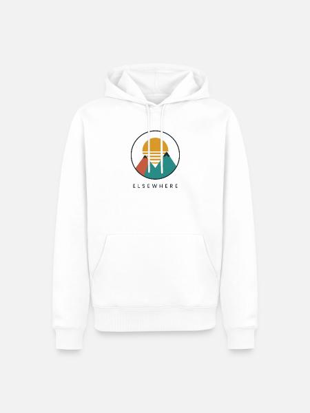 Elsewhere – Retro Mountain Sunset - Männer Premium Bio Hoodie - Weiß