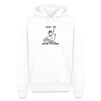 I Will Fly Because I Am Insane - Frosch auf Taube - Männer Premium Bio Hoodie - Weiß - Vorne - Nico (187cm)