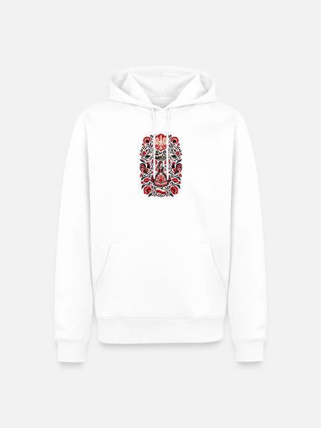 Polen | Störche, Tracht & Volkskunst - Männer Premium Bio Hoodie - Weiß