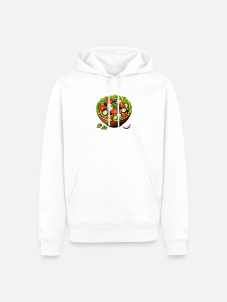 Frischer Salat Bowl Schüssel mit Gemüse - Männer Premium Bio Hoodie - Weiß