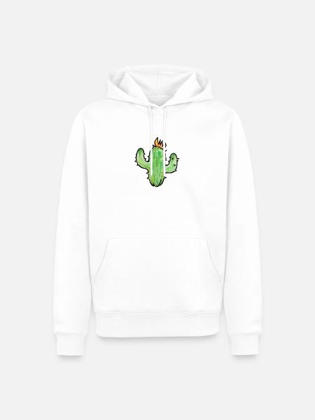 Kaktusflammen-Sketch - Männer Premium Bio Hoodie - Weiß