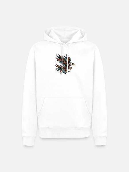Indianischer Adler Orange - Männer Premium Bio Hoodie - Weiß