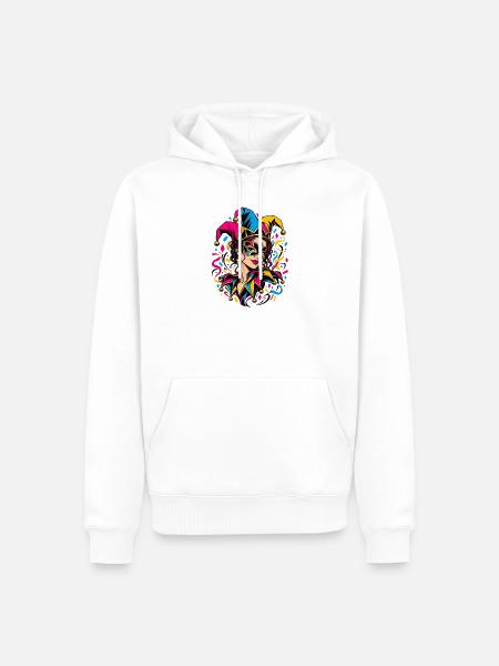 Carnival Jesterin Farbexplosion - Männer Premium Bio Hoodie - Weiß