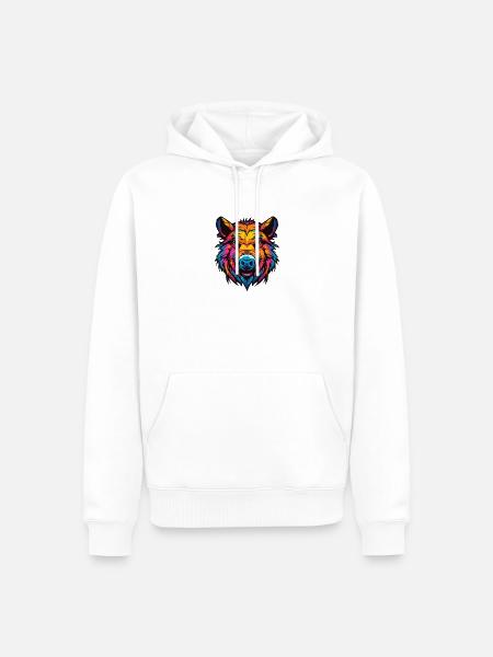 Wildschwein Bunt - Männer Premium Bio Hoodie - Weiß