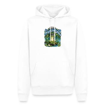 Find a Higher Peace – Meditativer Frosch - Männer Premium Bio Hoodie - Weiß - Vorne - Nico (187cm)