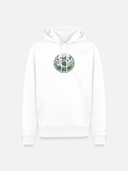 Beobachten Sie die erste Pflanze, die zweite Pflanze - Männer Premium Bio Hoodie - Weiß