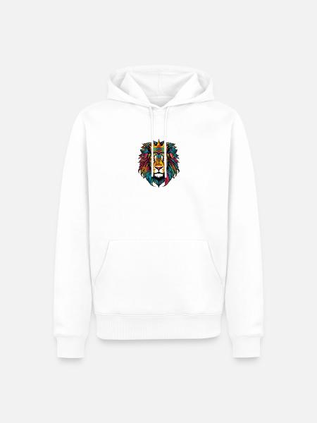 Löwe mit Krone - Männer Premium Bio Hoodie - Weiß