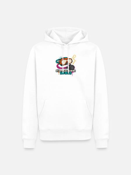 Taucherwitz: Kein WLAN, kein Luft - Männer Premium Bio Hoodie - Weiß