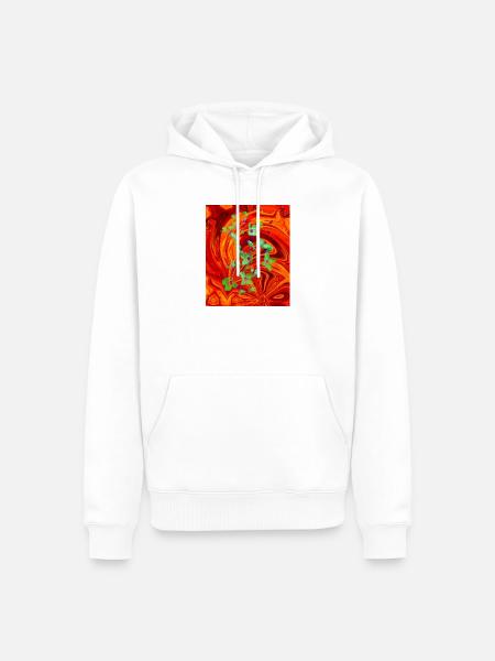 grüne Neonfeuerblume - Männer Premium Bio Hoodie - Weiß