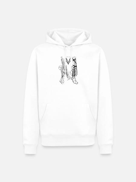 Skelette und Vogelschädel – Gotische Anatomie - Männer Premium Bio Hoodie - Weiß
