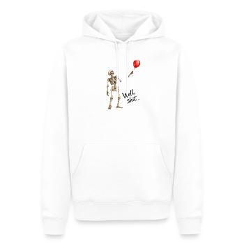 Tja, verdammt, lustiger Skelett, roter Ballon, dunkler Humor - Männer Premium Bio Hoodie - Weiß - Vorne - Nico (187cm)