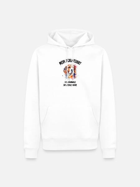 Beagle Porträt Aquarell Schlafshirt - Männer Premium Bio Hoodie - Weiß