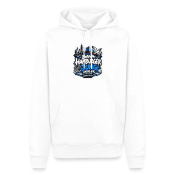 Bana Hamburger Jung derler – Hamburg Streetwear - Männer Premium Bio Hoodie - Weiß - Vorne - Nico (187cm)
