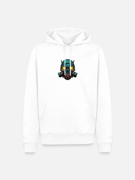 Neon Gasmaske Kopfdesign - Männer Premium Bio Hoodie - Weiß