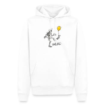 Tja, Scheiße, Skelett, fliegender Fuß, gelber Ballon-Meme - Männer Premium Bio Hoodie - Weiß - Vorne - Nico (187cm)