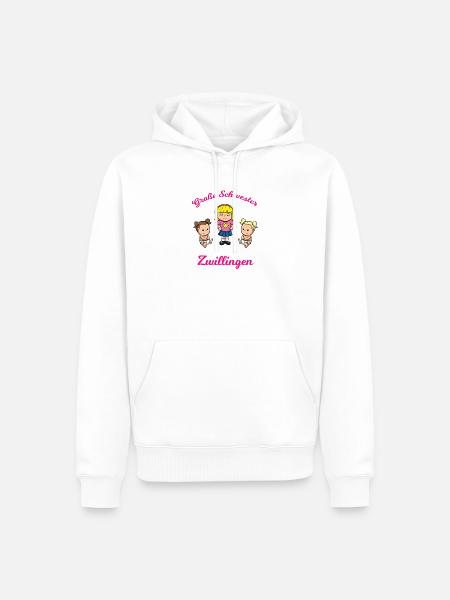 Große Schwester von Zwillingen Geschwister - Männer Premium Bio Hoodie - Weiß