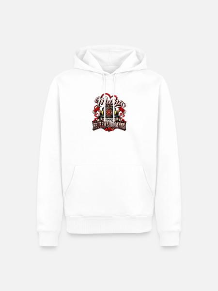 Mama eines Feuerwehrmanns - Männer Premium Bio Hoodie - Weiß