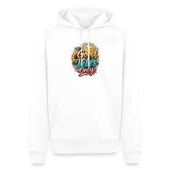 Good Vibes Only Positive Vibes Sonnenblume & Sonne - Männer Premium Bio Hoodie - Weiß - Vorne - Nico (187cm)