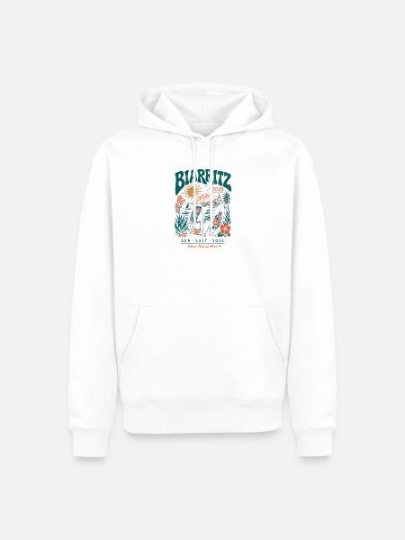 Biarritz 2026 Surf Insel Vibes - Männer Premium Bio Hoodie - Weiß